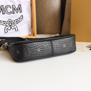 MCM Aren Shoulder Bag in Visetos Black