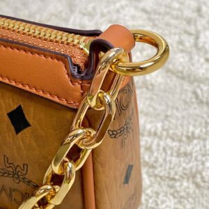 MCM Aren Shoulder Bag in Visetos Cognac