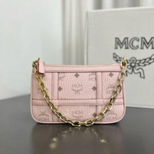 MCM Aren Shoulder Bag in Visetos Pink