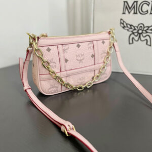 MCM Aren Shoulder Bag in Visetos Pink