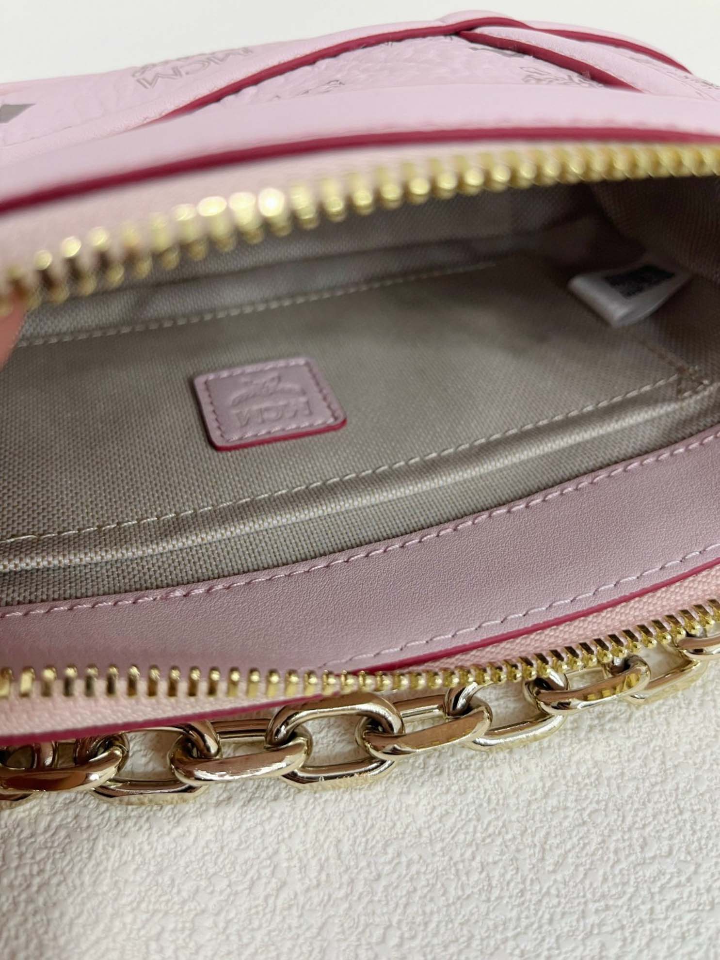 MCM Aren Shoulder Bag in Visetos Pink