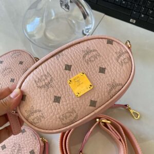 MCM Essential Belt Bag In Original Visetos Pink