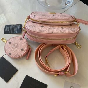 MCM Essential Belt Bag In Original Visetos Pink