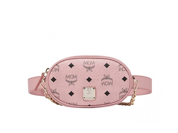 MCM Essential Belt Bag In Original Visetos Pink