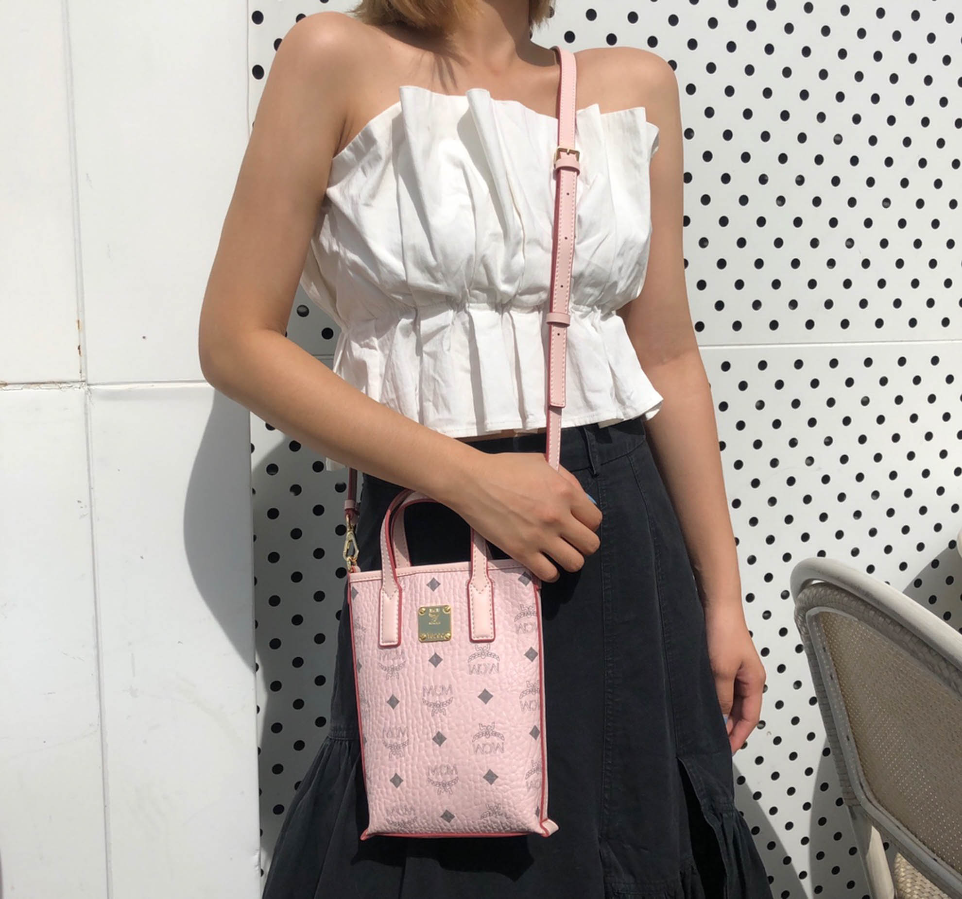 MCM Essential Visetos Original Crossbody Mini Pink