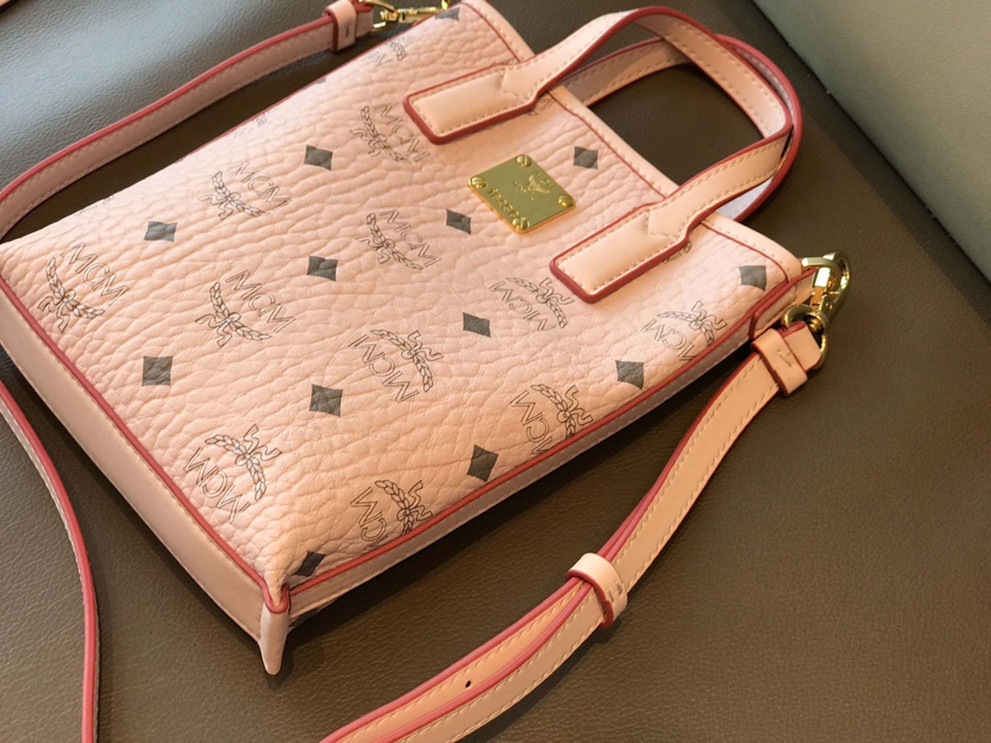 MCM Essential Visetos Original Crossbody Mini Pink