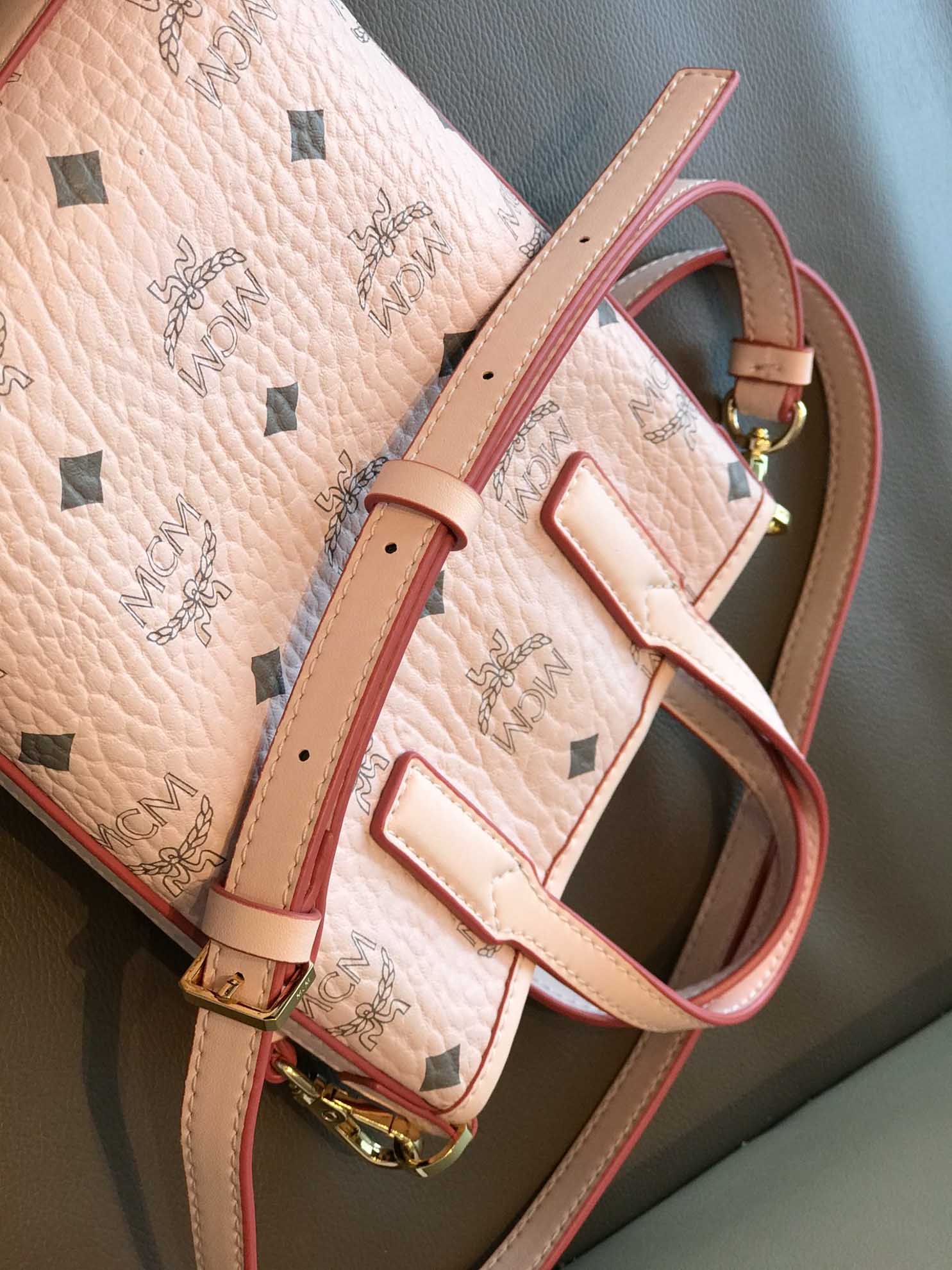 MCM Essential Visetos Original Crossbody Mini Pink