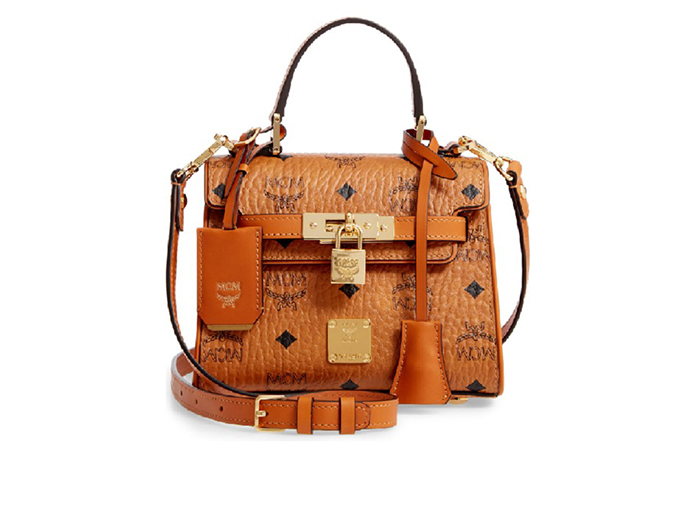 MCM Heritage Satchel In Visetos Cognac