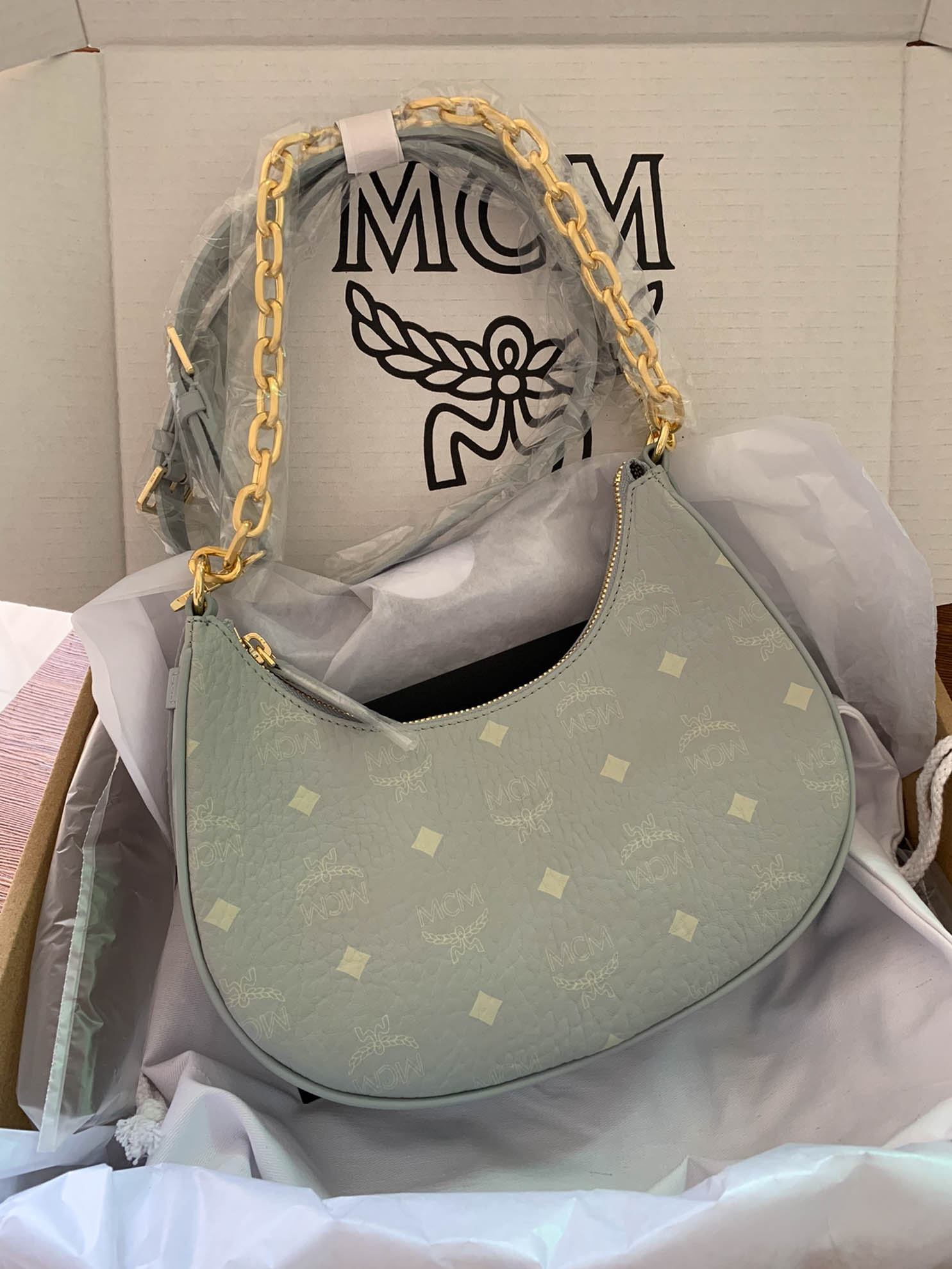 MCM Hobo Super Vip Màu Xanh