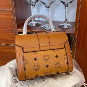 MCM Heritage Satchel In Visetos Cognac