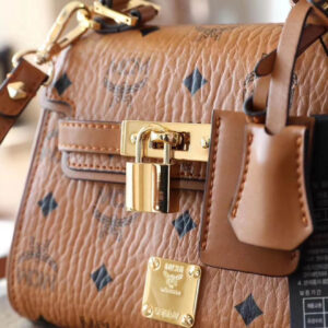 MCM Heritage Satchel In Visetos Cognac