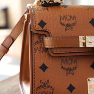 MCM Heritage Satchel In Visetos Cognac