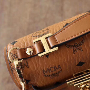 MCM Heritage Satchel In Visetos Cognac