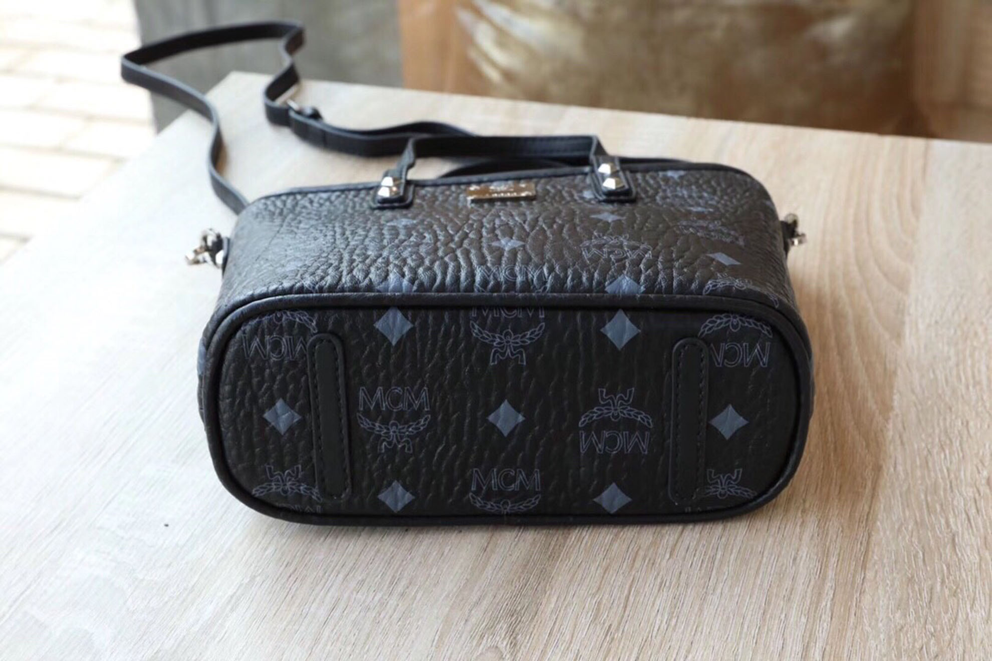 MCM Mini Anya Top Zip Shopper Black