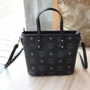 MCM Mini Anya Top Zip Shopper Black