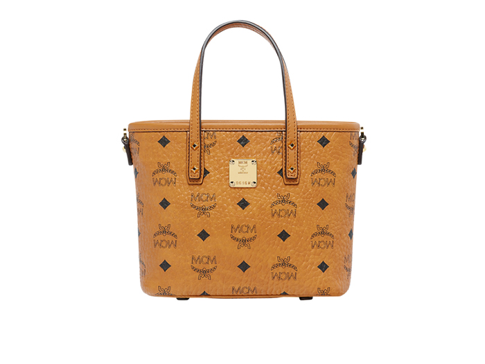 MCM Mini Anya Top Zip Shopper Cognac