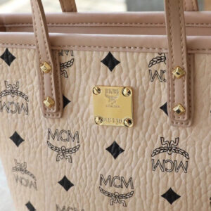 MCM Mini Anya Top Zip Shopper White