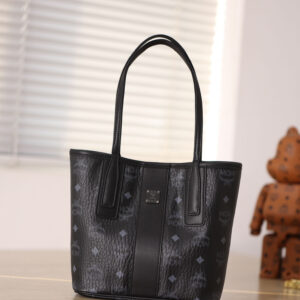 MCM Mini Reversible Liz Shopper in Visetos Black