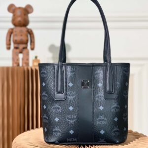 MCM Mini Reversible Liz Shopper in Visetos Black