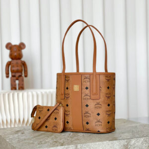 MCM Mini Reversible Liz Shopper in Visetos Cognac