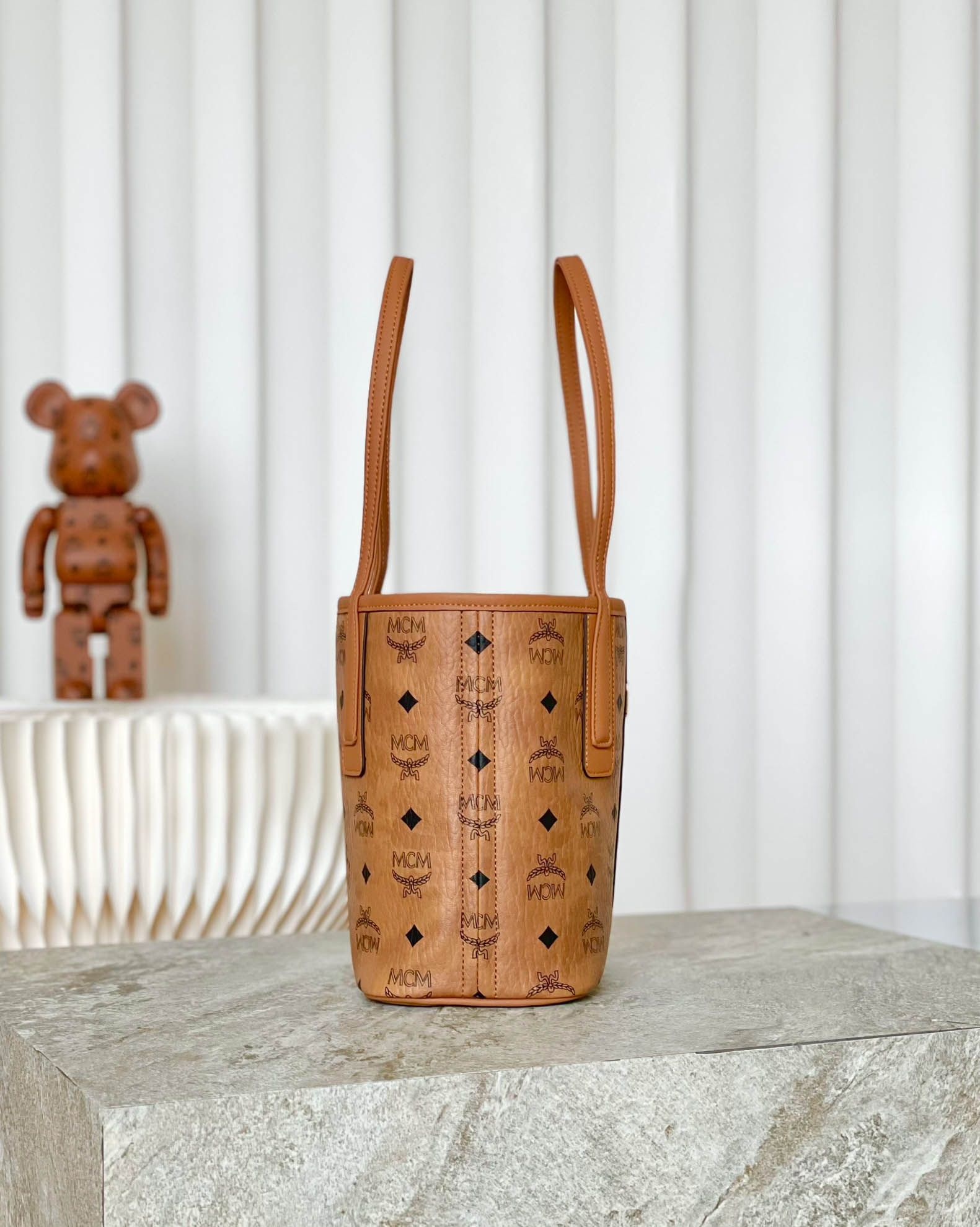 MCM Mini Reversible Liz Shopper in Visetos Cognac