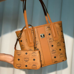 MCM Mini Reversible Liz Shopper in Visetos Cognac