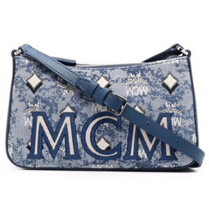 MCM Shoulder Bag in Vintage Jacquard Monogram Blue