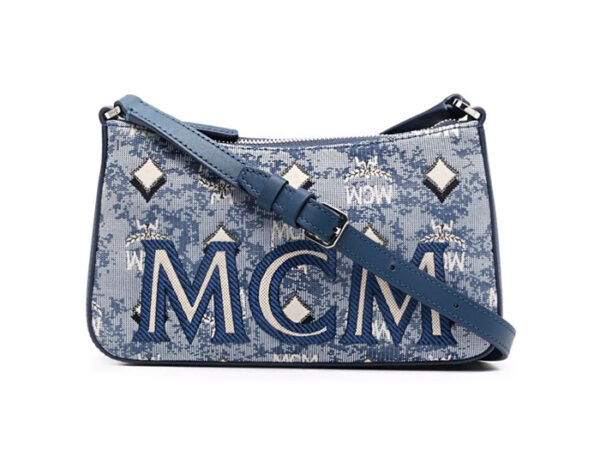 MCM Shoulder Bag in Vintage Jacquard Monogram Blue