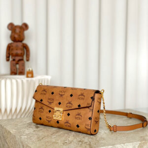 MCM Tracy Crossbody In Visetos Medium Cognac