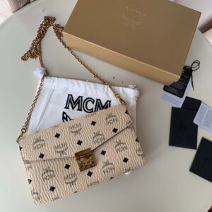 MCM Tracy Crossbody In Visetos Medium White