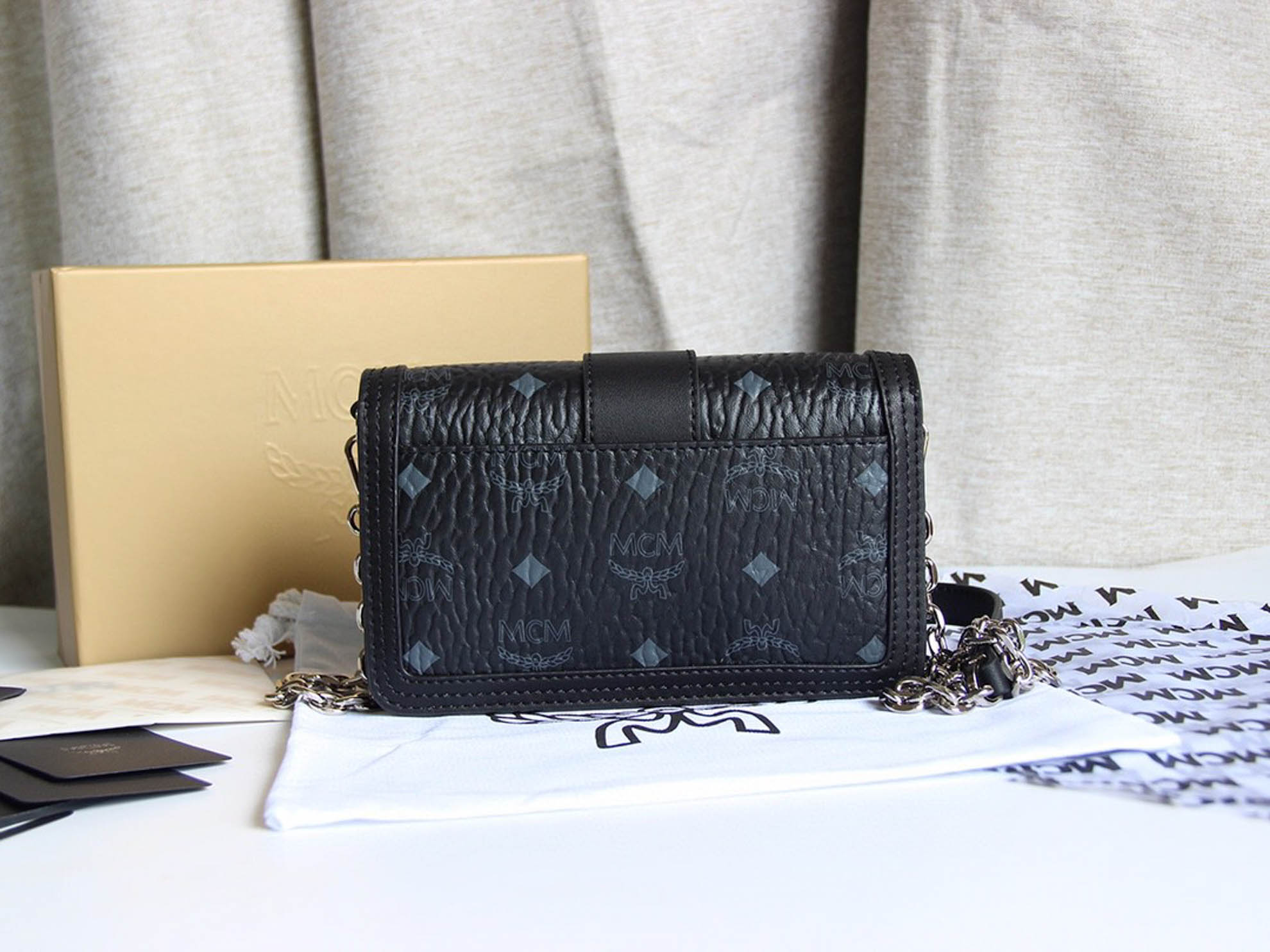 MCM Tracy Crossbody In Visetos Mini Black