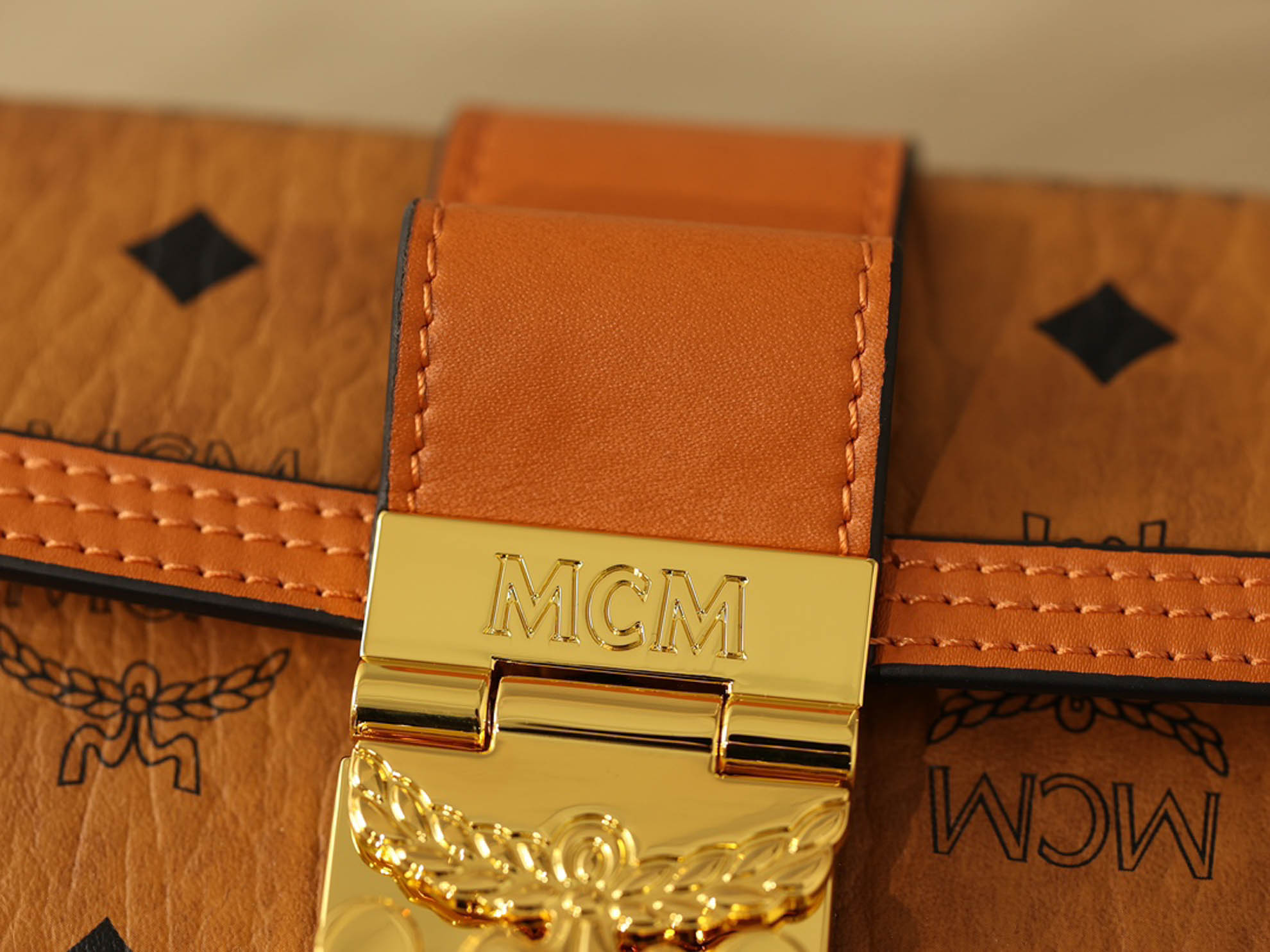 MCM Tracy Crossbody In Visetos Mini Cognac