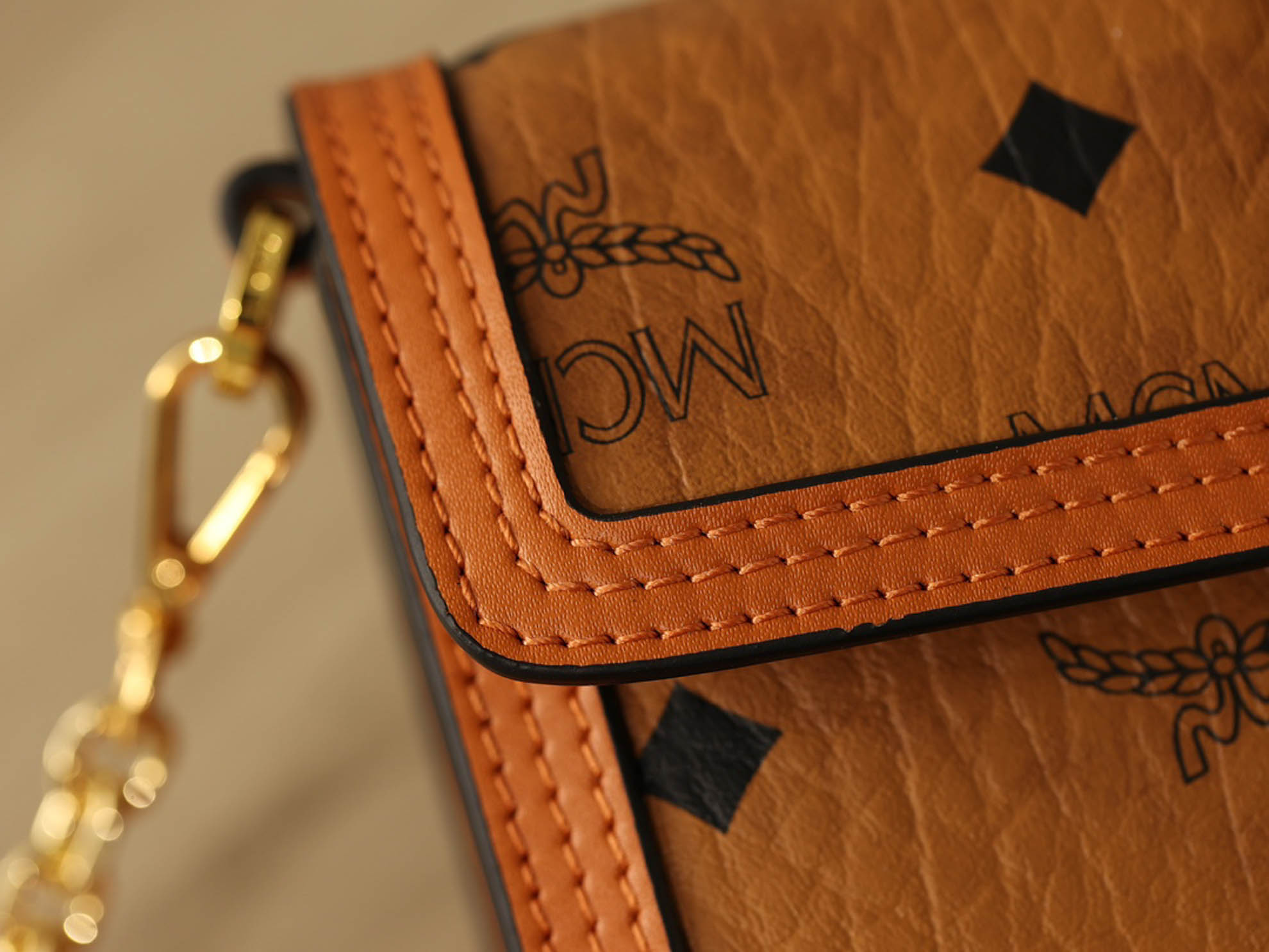 MCM Tracy Crossbody In Visetos Mini Cognac