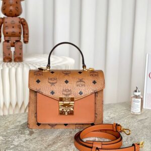 MCM Tracy Satchel in Visetos Cognac