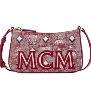 MCM Vintage Jacquard Mini Shoulder Bag Red