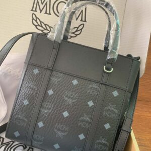 MCM Visetos Mini Aren Shopper Tote Black