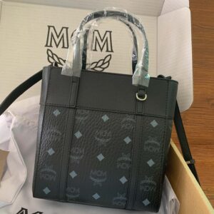 MCM Visetos Mini Aren Shopper Tote Black