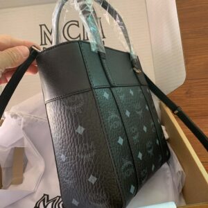 MCM Visetos Mini Aren Shopper Tote Black