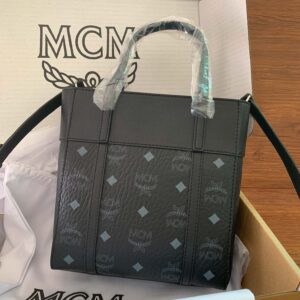 MCM Visetos Mini Aren Shopper Tote Black