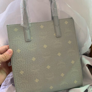 MCM Visetos Mini Aren Shopper Tote Gray