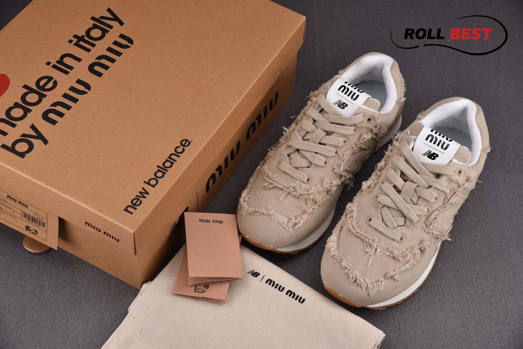 New Balance x Miu Miu 574 Denim Beige