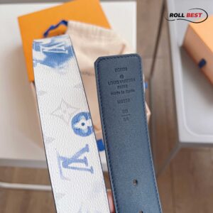 Thắt Lưng Hai Mặt LV Blue Monogram Watercolor Khóa Đen