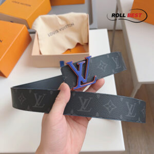 Thắt Lưng Hai Mặt LV Monogram Eclipse Khóa Logo Xanh