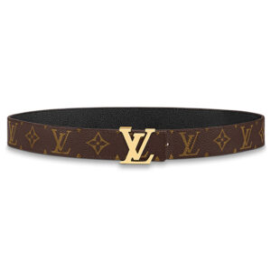 Thắt Lưng Hai Mặt LV Monogram Canvas đen Khóa Logo Gold Bóng