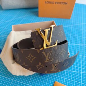 Thắt Lưng Hai Mặt LV Monogram Canvas Khóa Logo Gold Bóng