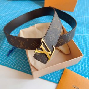 Thắt Lưng Hai Mặt LV Monogram Canvas Khóa Logo Gold Bóng