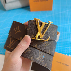 Thắt Lưng Hai Mặt LV Monogram Canvas Khóa Logo Gold Bóng