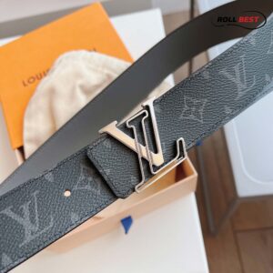 Thắt Lưng Hai Mặt LV Monogram Eclipse Đen Khóa Logo Khuyết