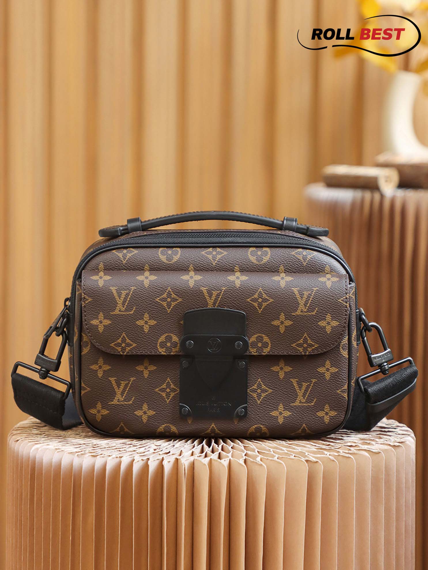 Túi Đeo Chéo Louis Vuitton LV S Lock Messenger Bag Monogram Macassar Coated Canvas 