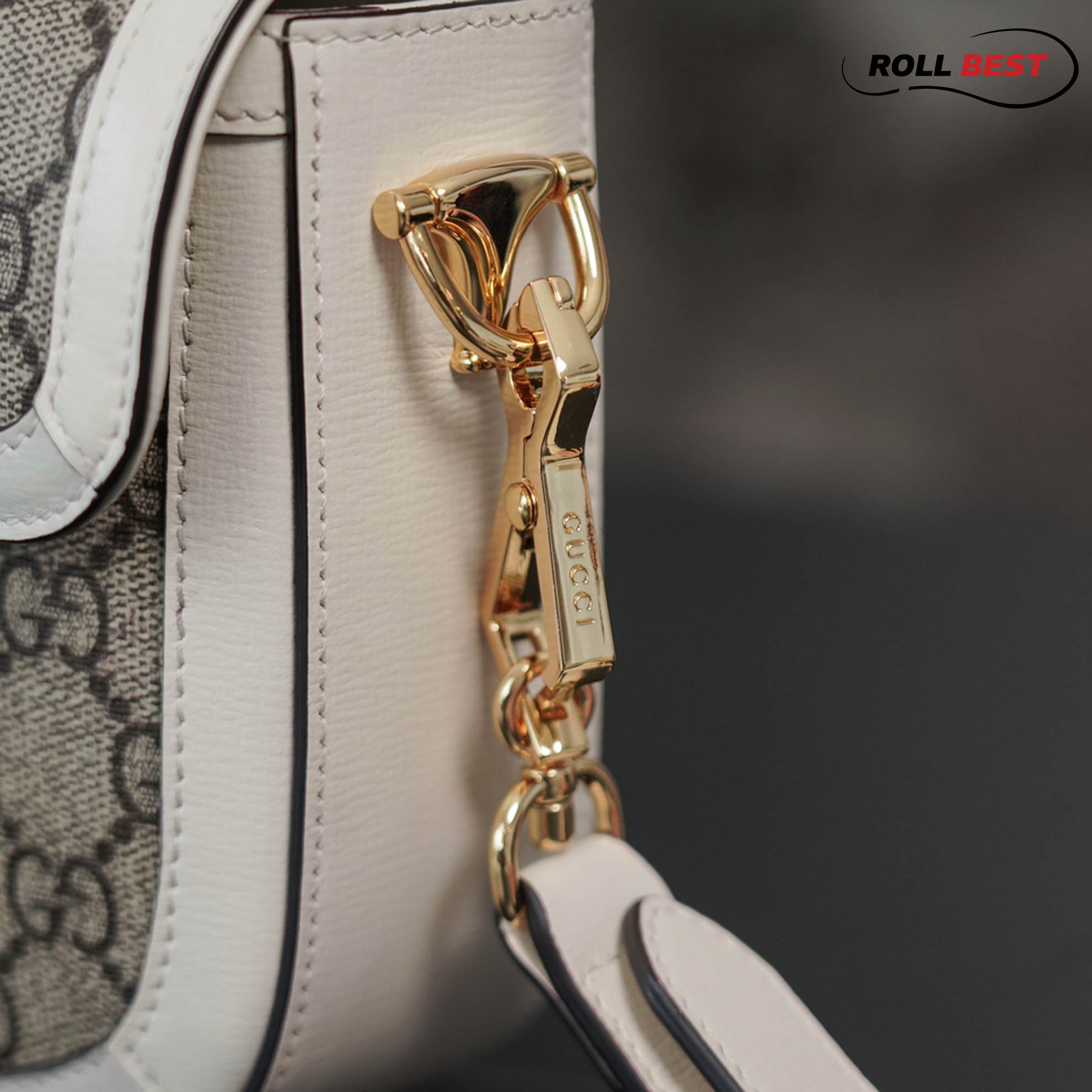 Túi Đeo Chéo Nữ Gucci Horsebit 1955 Mini Bag Họa tiết viền trắng 